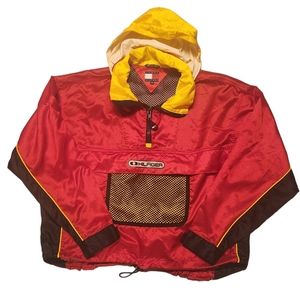 Vintage Tommy Hilfiger XL Windbreaker Jacket Coat Streetwear Mesh 90s Fold Away